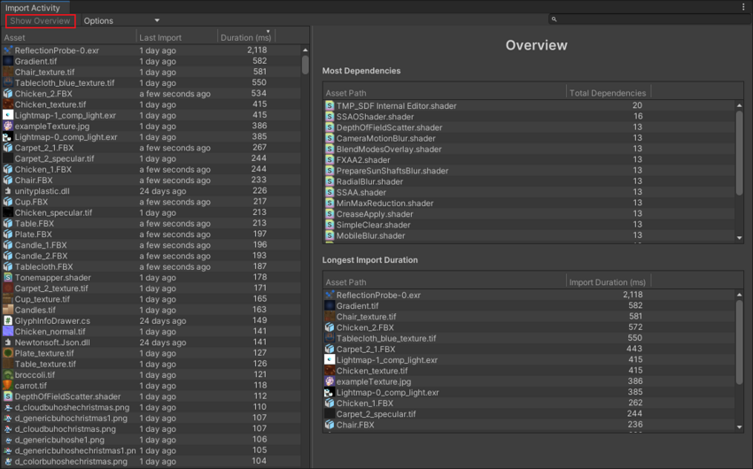 Unity3D:“导入活动”窗口