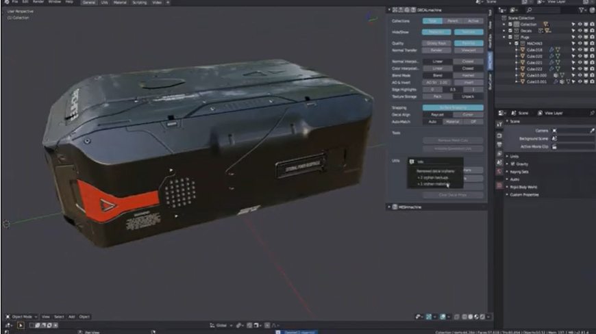 Blender材质处理插件：Decalmachine 删除贴花