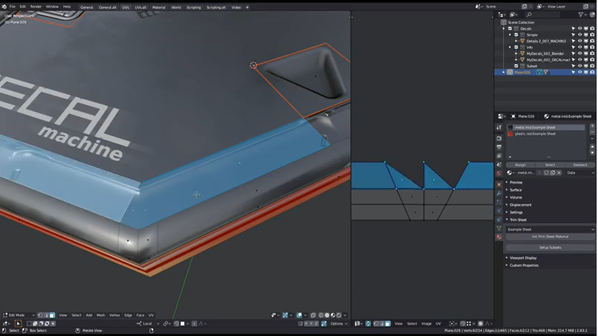 Blender材质处理插件：Decalmachine UV工具之拼接