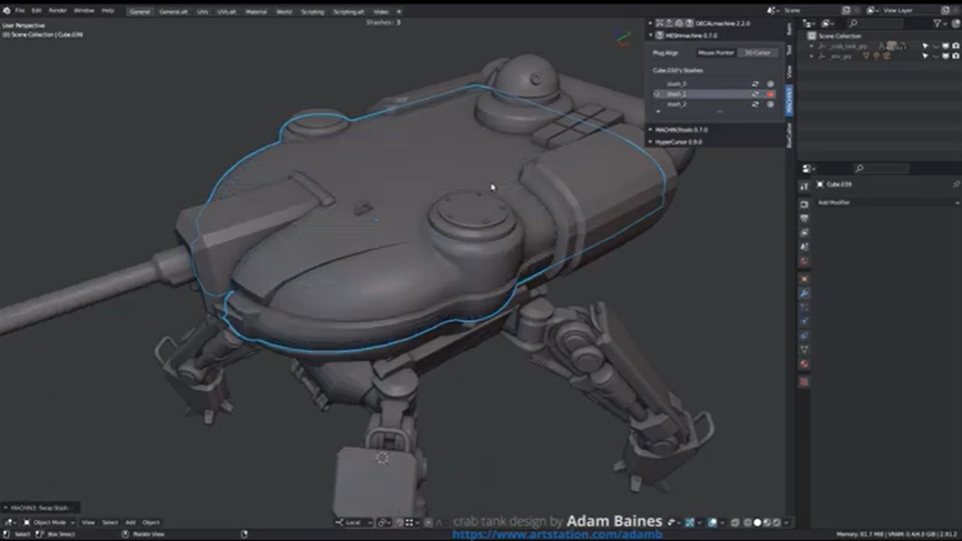 Blender机械建模插件MESHmachine:存储面板