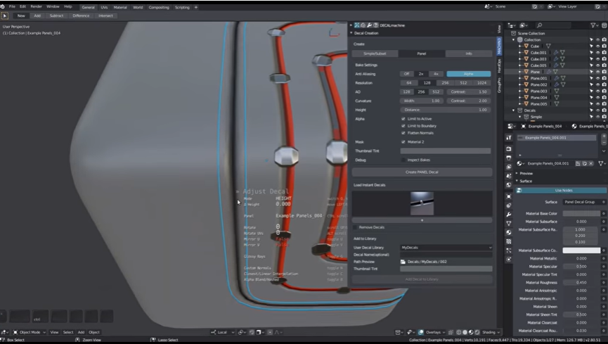 Blender材质处理插件:Decalmachine 创建即时贴花