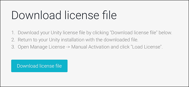 Unity3D安装:离线(手动)许可证激活证