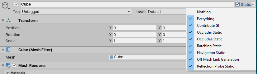 Unity3D:静态游戏对象