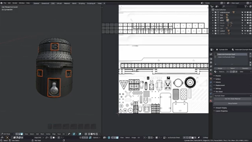 Blender材质处理插件:Decalmachine空修剪