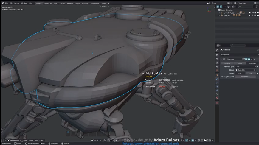 Blender机械建模插件MESHmachine:添加和应用布尔值