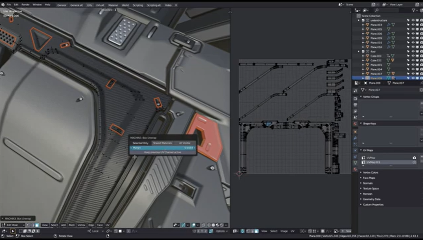 Blender材质处理插件：Decalmachine UV工具之盒子开包