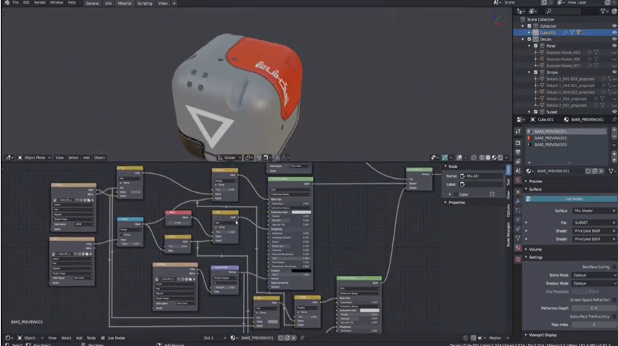 Blender材质处理插件：Decalmachine烘焙