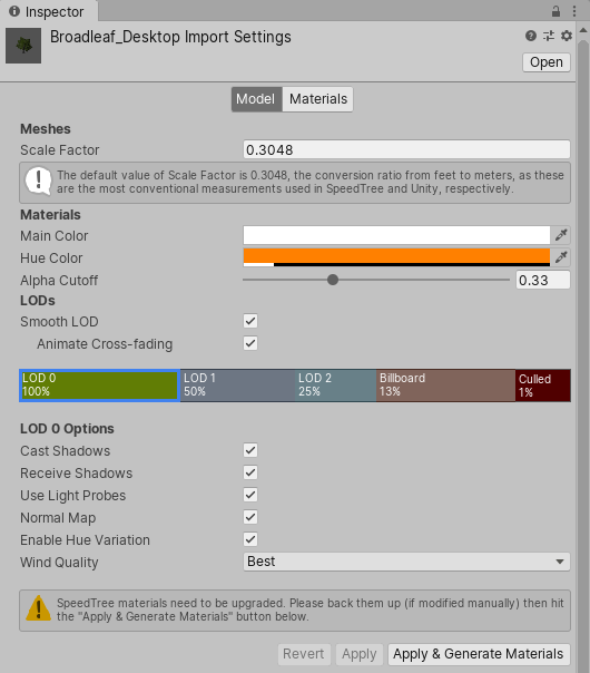 Unity3D :SpeedTree