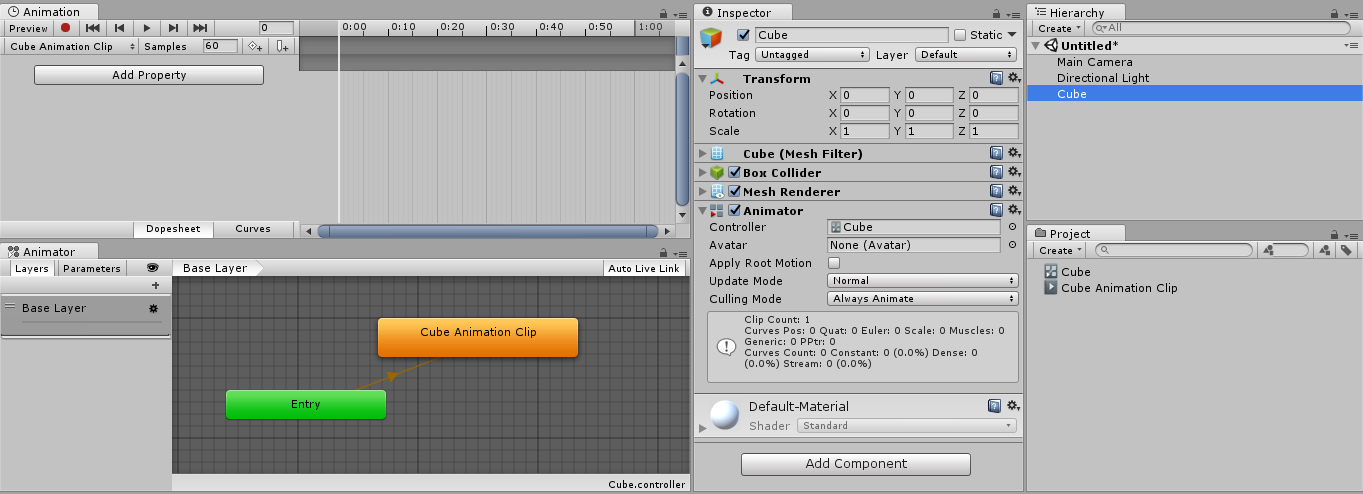 Unity3D:创建新动画剪辑