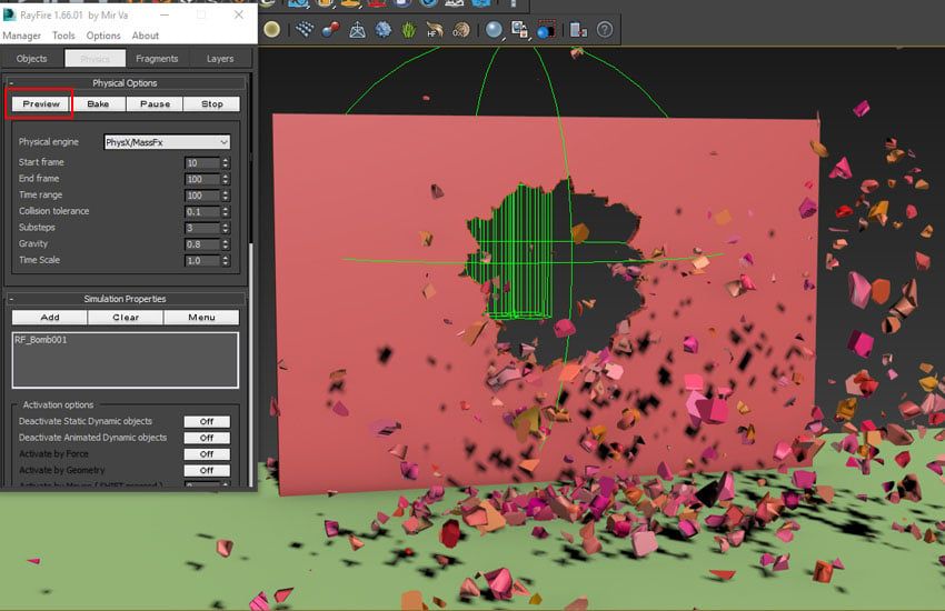 3ds Max动力学插件RayFire图文教程：如何使用RayFire 实现酷炫逼真的爆炸碎裂效果第 3部分