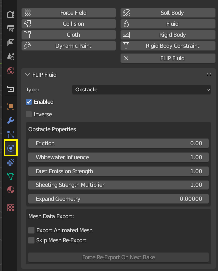 Blender插件（Filp Fluid）：障碍物设置