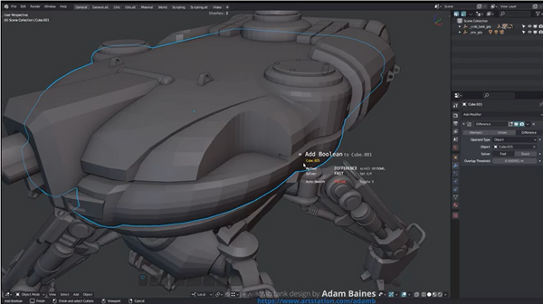Blender机械建模插件MESHmachine:添加和应用布尔值