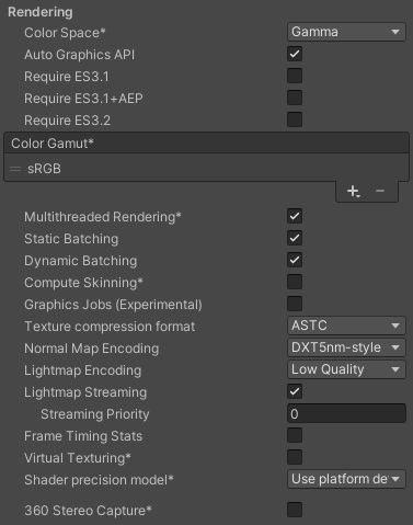 Unity3d：Android Player 设置