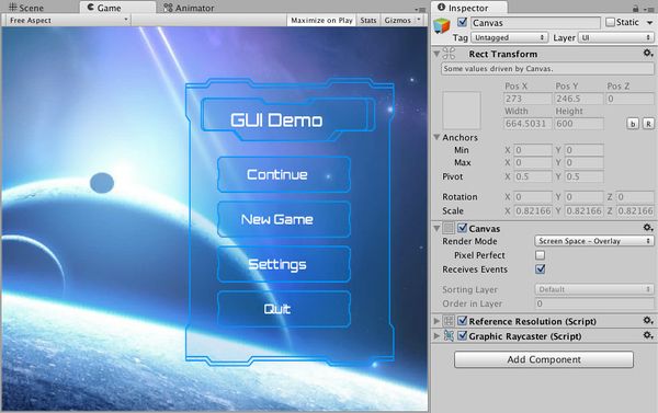 Unity3D ：画布组件之画布