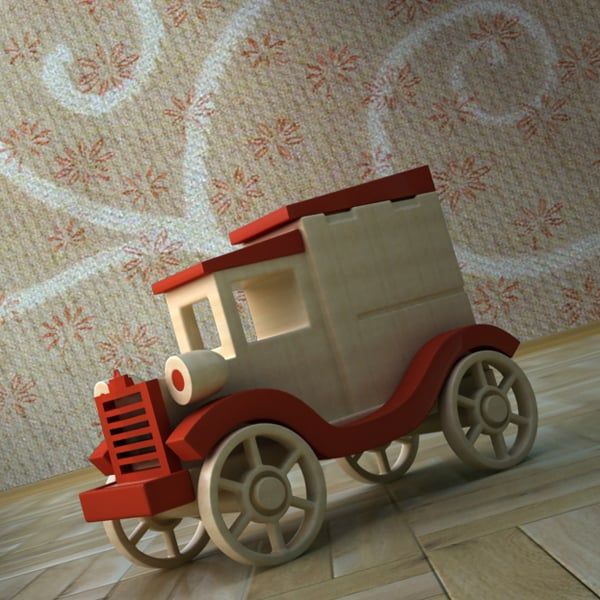 3ds Max建模图文教程：如何使用木材纹理快速渲染创建木制玩具汽车模型